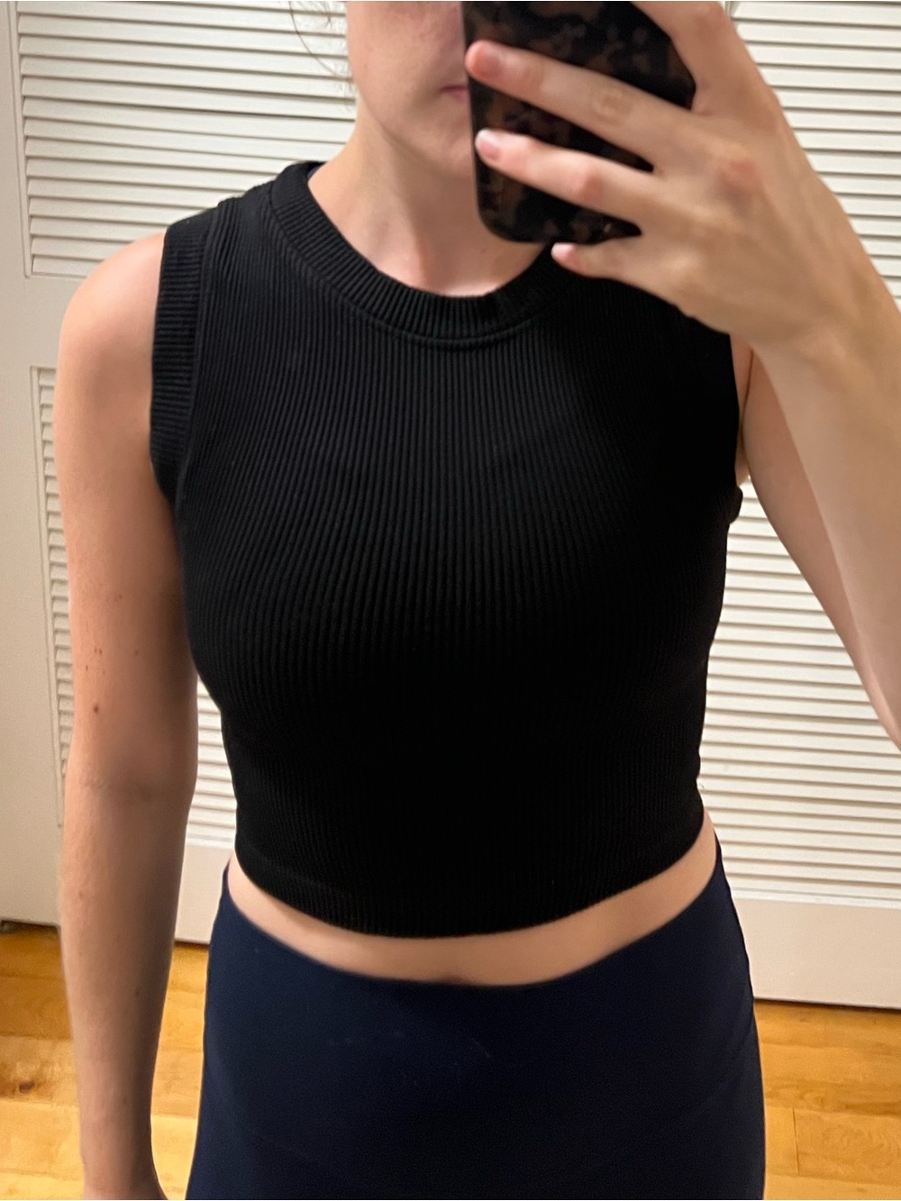 FP Movement by Free People Black Ribbed Cropped Tank XS/S